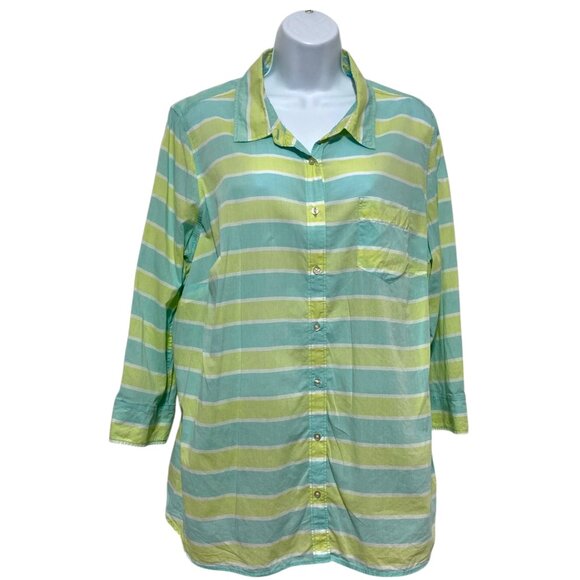 Women's Plus Size 2X Button Top Light Weight Multi-Color Striped Design-JCPenney - Picture 1 of 3